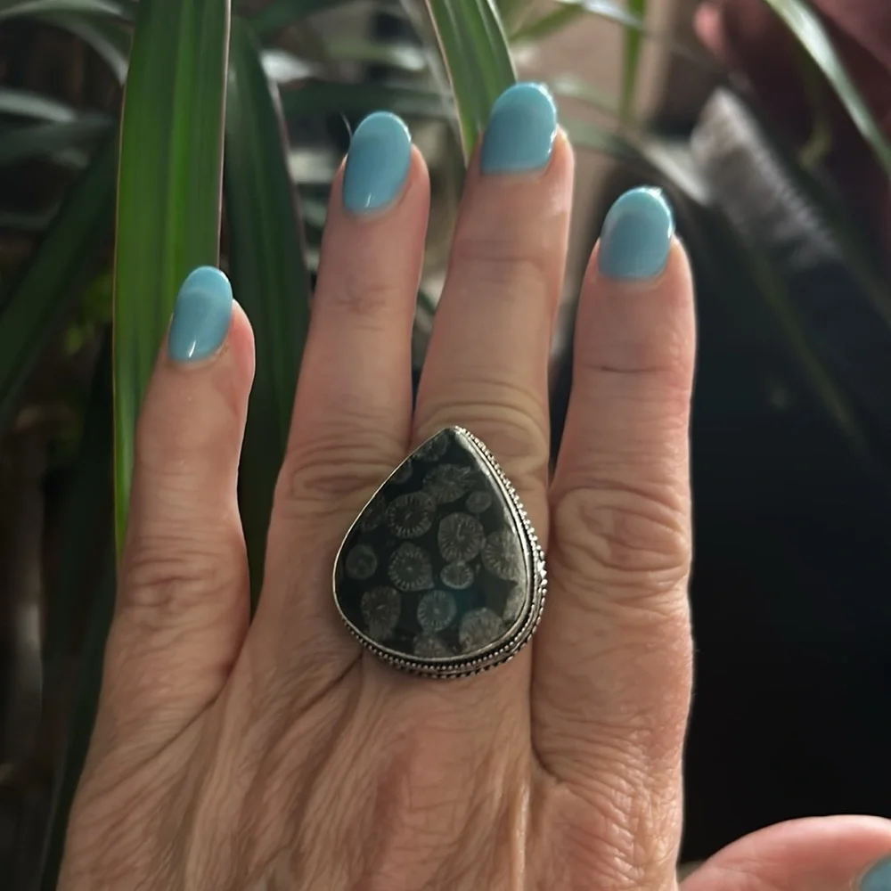 Black Fossil 925 Ring